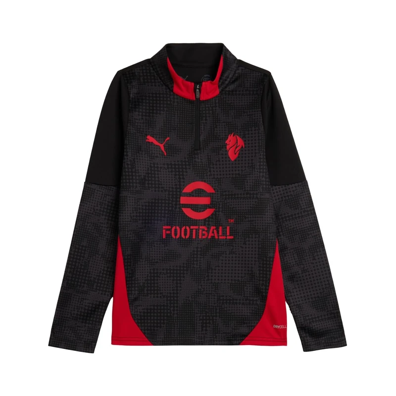 A.C. Milan - Training Jersey with Zip 1/4 Child, Training Competition Sweatshirt, 2025/2026 Season, Official Product, Child, Black, 14 Years
