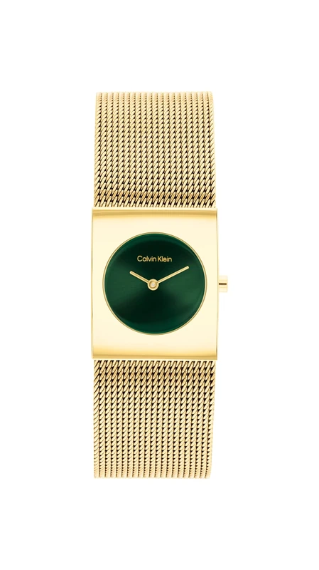 Calvin Klein Two Hand Quartz Movement Watch for Women CK Pulse Collection with Gold Colored Stainless Steel Mesh Bracelet - 25100136