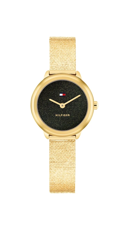 Tommy Hilfiger Two Hand Quartz Movement Watch for Women with Gold Colored Stainless Steel Mesh Bracelet - 1782813