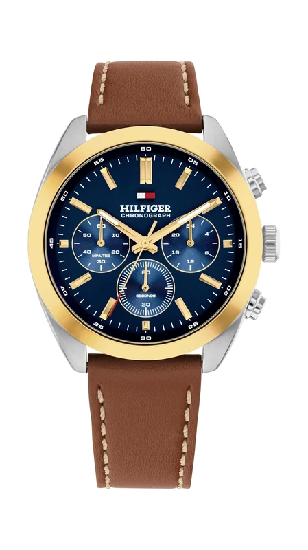 Tommy Hilfiger Chronograph Quartz Watch for Men with Light Brown Leather Strap - 1710720