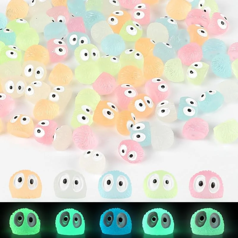 100pcs Luminous Ghost Tree Elves Fairy Resin Briquettes Miniature Garden Accessories Glow in The Dark for Fairy Garden Cake Decoration Easter Egg Fillers Party Supplies