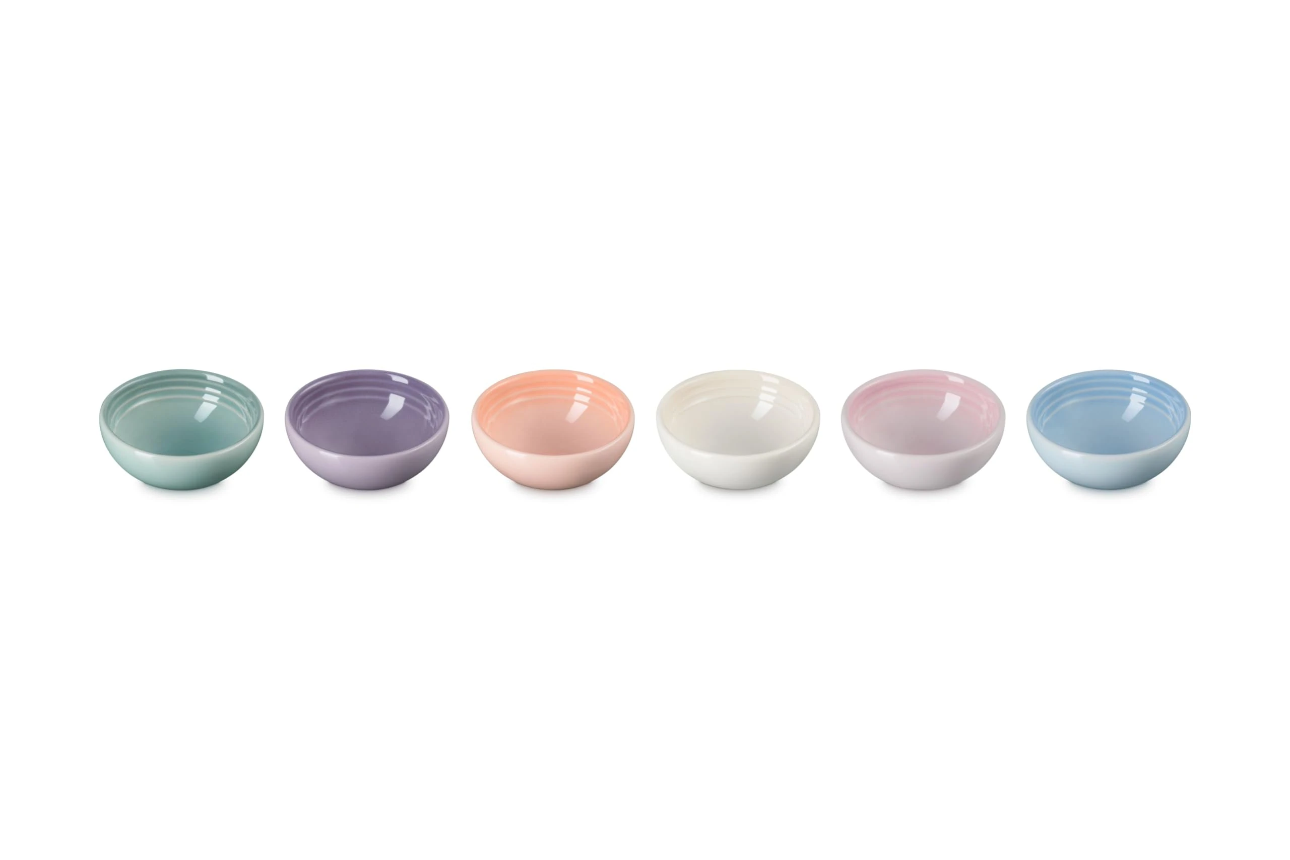 Le Creuset Stoneware Set of 6 Vancouver Pinch Bowls, Pastel Multi Color