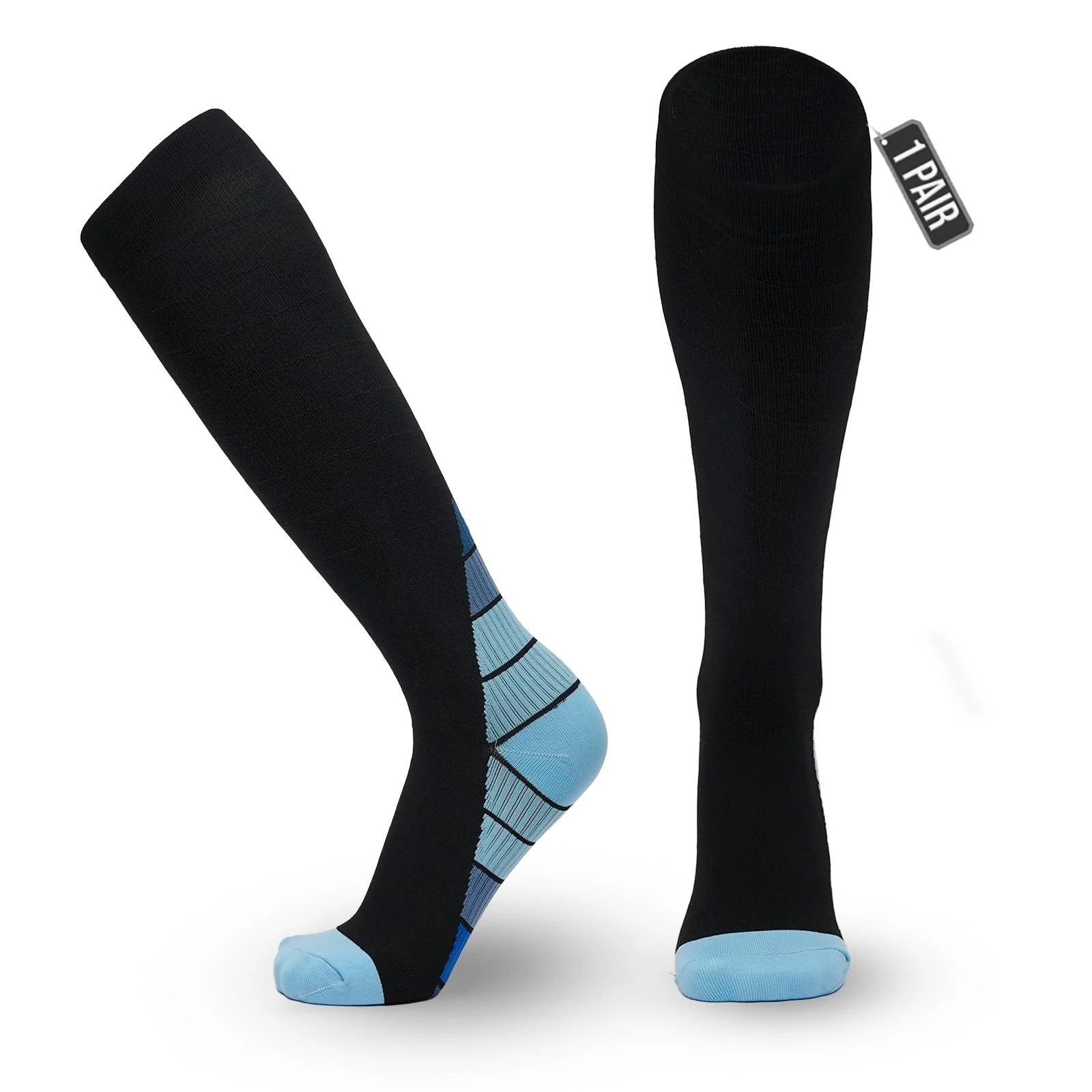 JIATAOBAO Compression Socks for Men & Women 20-30 mmHg Medical Grade – Graduated Support for Running, Travel, Nursing & Pregnancy Boost Circulation, Reduce Swelling, Anti-Slip Design (blue, L/XL)