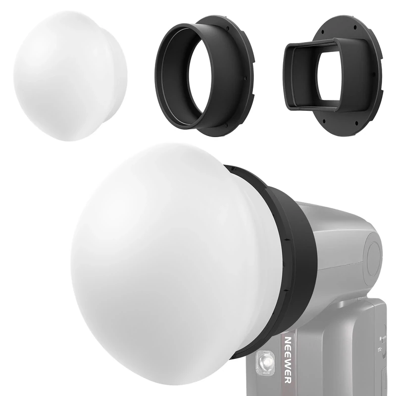 NEEWER Silicone Flash Diffuser with Two Magnetic Adapter Rings, Light Modifier Shaper Softbox for NEEWER NW620 NW700 NW760 Z880 Z760 Square Head & Z1 Z2 Round Head Speedlite, CRS2