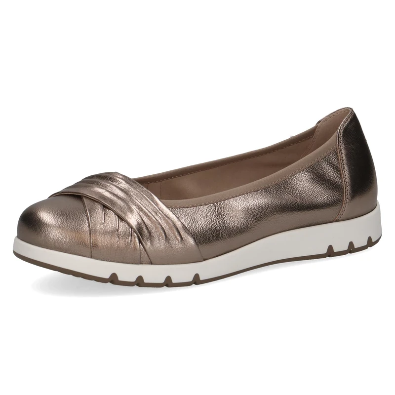 CAPRICE Women's Ballet Flats in Leather, Brown (Taupe Metallic), 5 UK