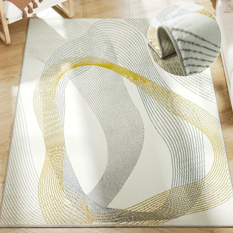 HOMCOM Modern Area Rug, Machine Washable Rug, Allergy-Friendly Floor Carpet for Living Room, Bedroom, Dining Room, Home Office, 230 x 160 cm, Cream White - Image 1