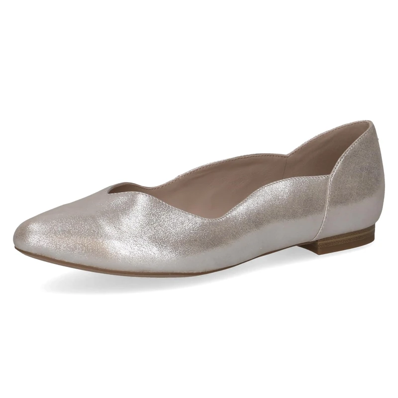 CAPRICE Women's Ballet Flats in Leather, Brown (Taupe Metallic), 6.5 UK