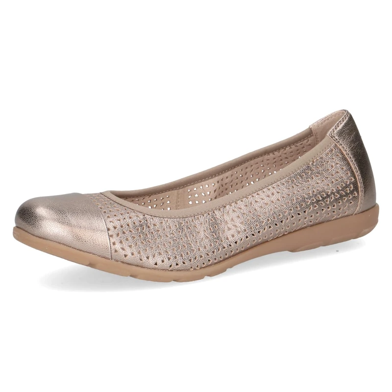CAPRICE Women's Ballet Flats in Leather, Brown (Taupe Metallic), 7.5 UK