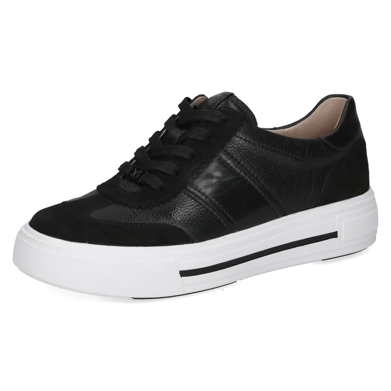 CAPRICE Women's Leather Sneakers, Black (Black Comb), 4 UK