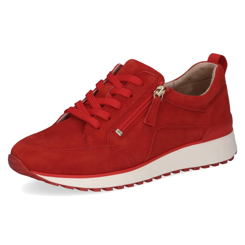 CAPRICE Women's Leather Sneakers, Red (RED Suede), 8 UK