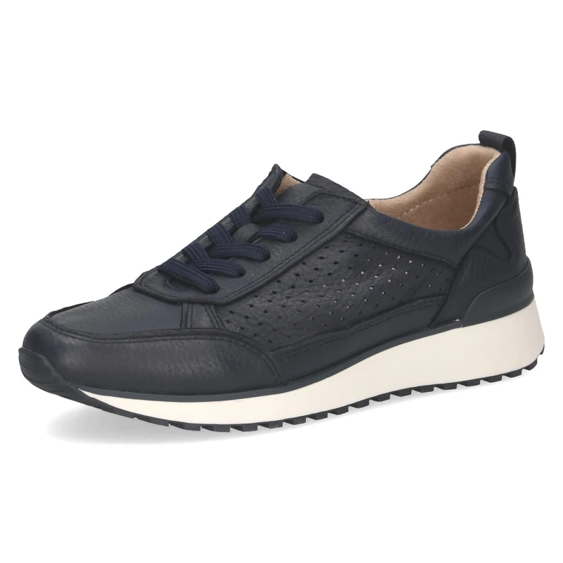 CAPRICE Women's Leather Sneakers, Blue (Ocean PER.Deer), 4 UK