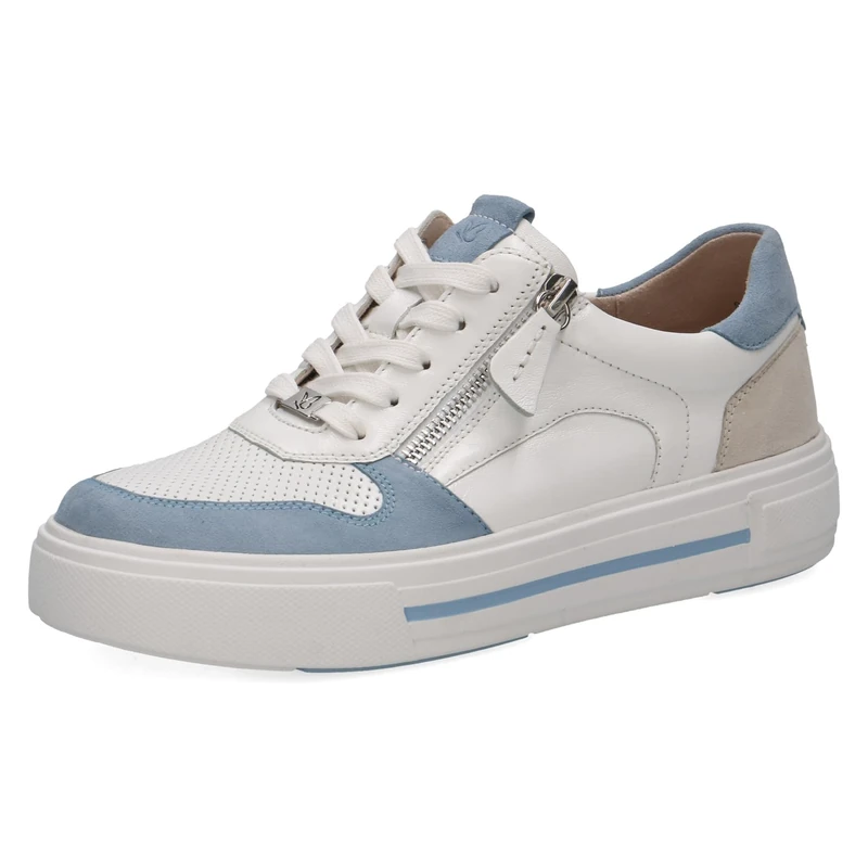 CAPRICE Women's Leather Sneakers, Blue (Jeans/White), 5.5 UK