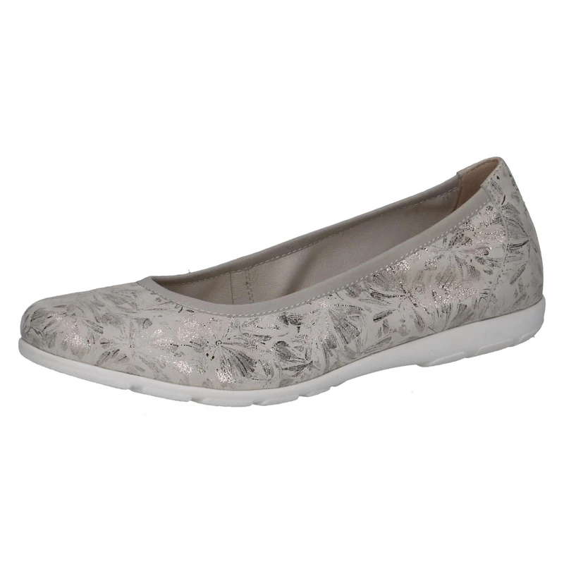 CAPRICE Women's Ballet Flats in Leather, White (OFFWHITE/SILV.), 6 UK