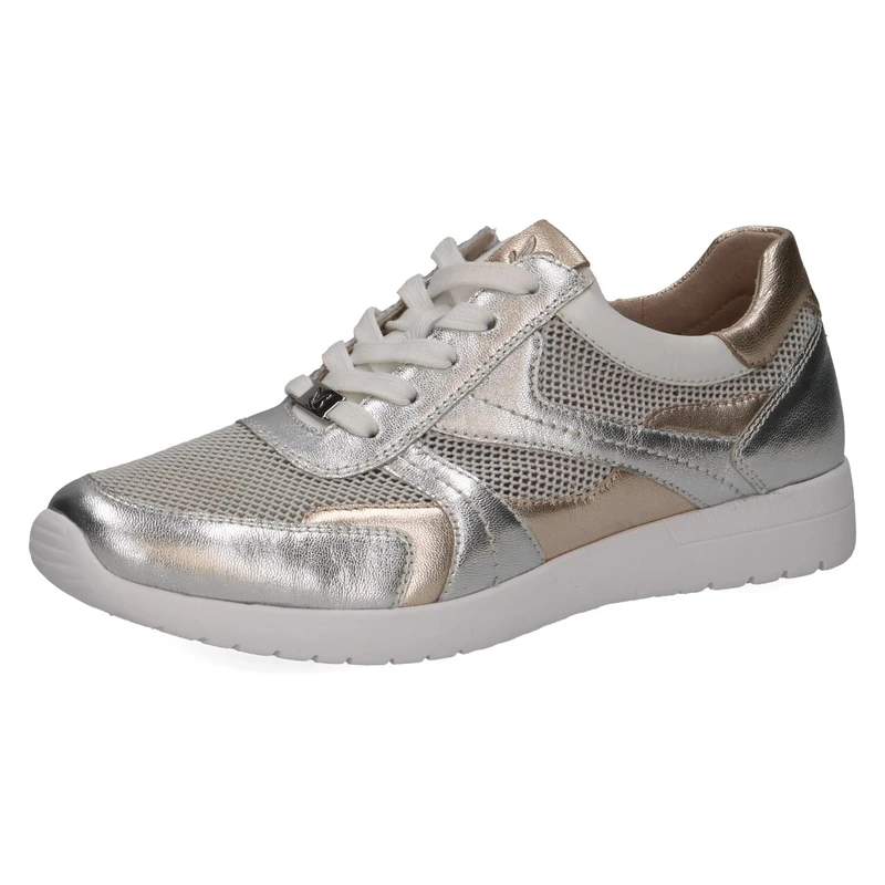 CAPRICE Women's Flat Sneakers, White (White/LT Gold), 6.5 UK