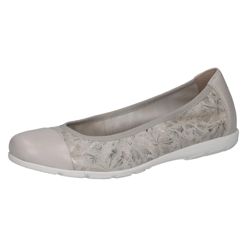 CAPRICE Women's Ballet Flats in Leather, White (OFFWHITE/SILV.), 4 UK