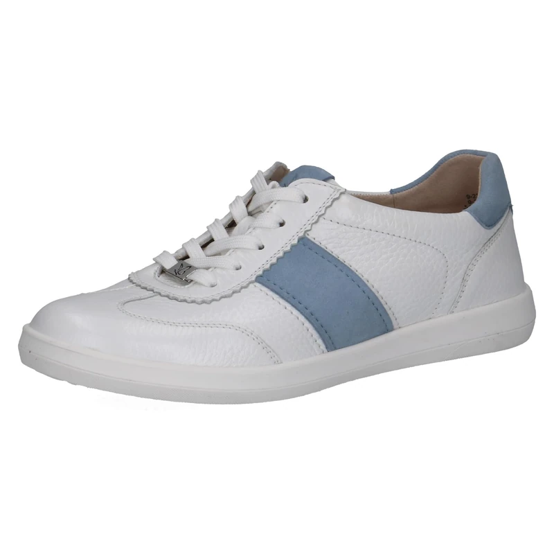 CAPRICE Women's Leather Sneakers, White (White Deer COM), 7.5 UK