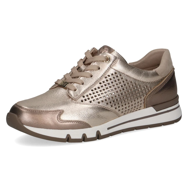 CAPRICE Women's Leather Sneakers, Brown (Taupe MET.Comb), 7.5 UK