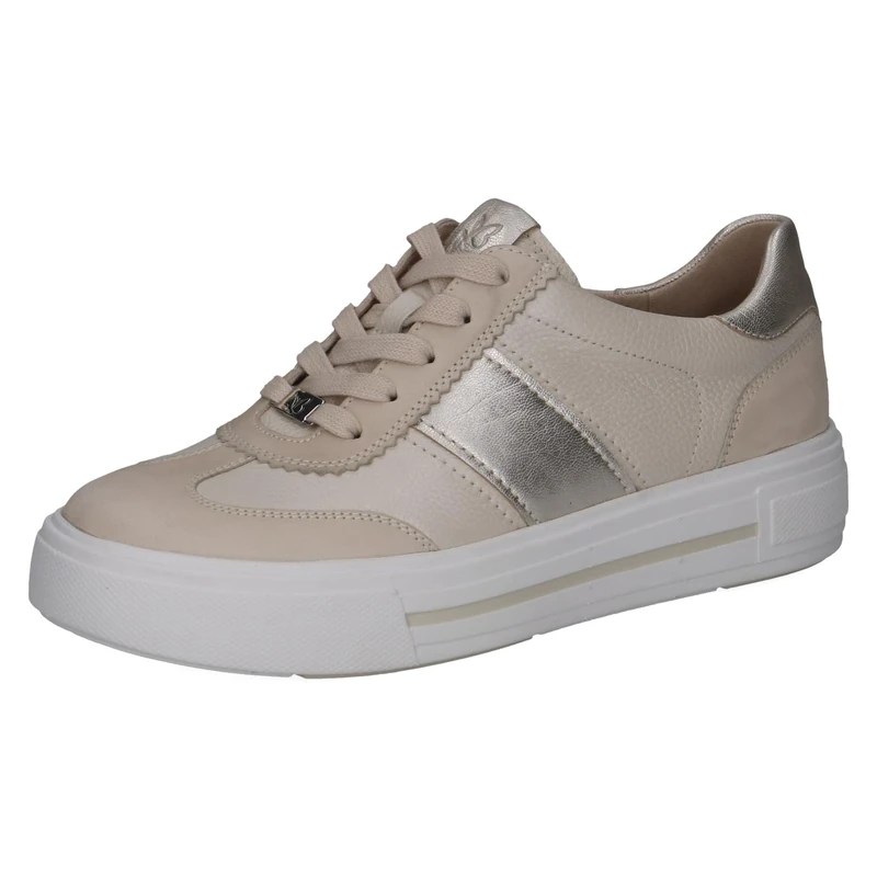 CAPRICE Women's Leather Sneakers, White (Snow Comb), 6 UK