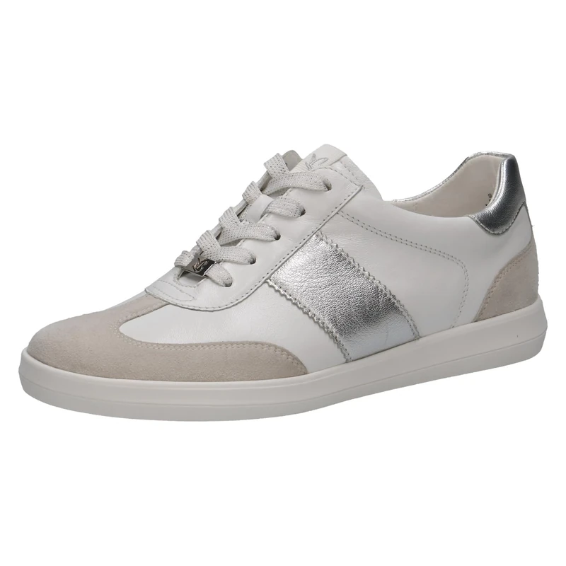 CAPRICE Women's Leather Sneakers, White (White/Silver), 7 UK