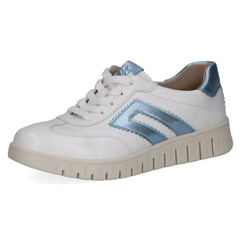 CAPRICE Women's Leather Sneakers, Black (White/LT.Blue), 6.5 UK