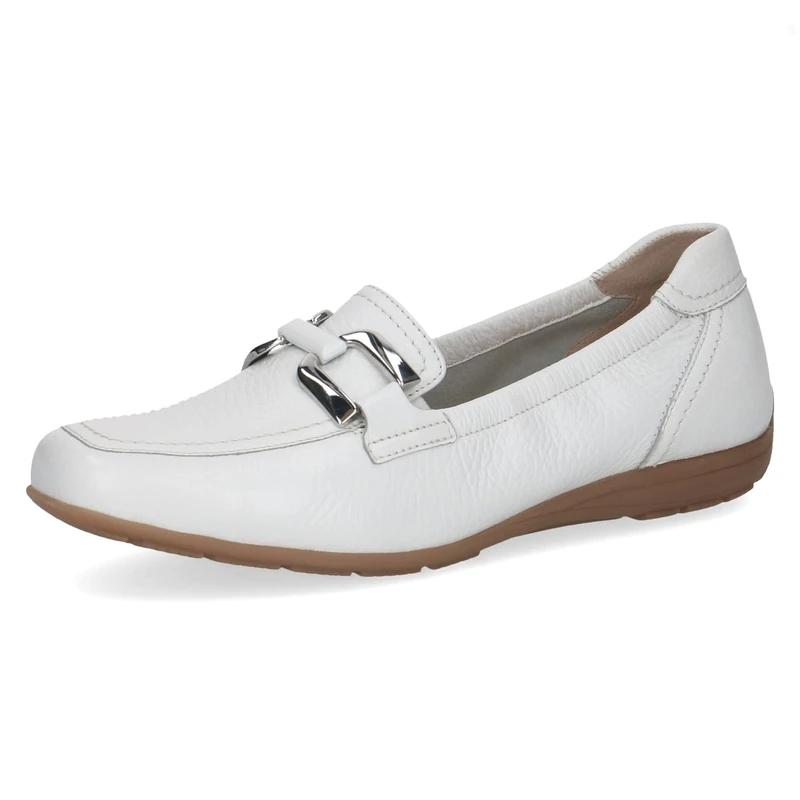 CAPRICE Women’s Leather Slip-ons, White (White Deer), 4 UK