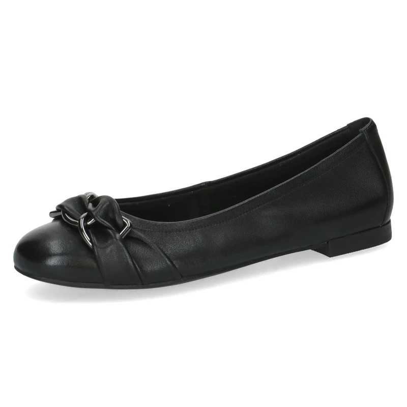 CAPRICE Women's Ballet Flats in Leather, Black (Black SOFTNAP.), 5 UK