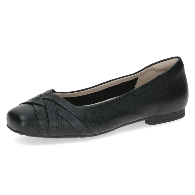 CAPRICE Women's Ballet Flats in Leather, Black (Black Deer), 5 UK