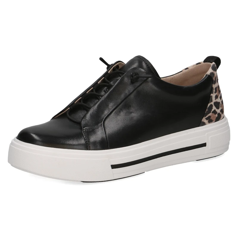 CAPRICE Women's Leather Sneakers, Black (Black Comb), 5.5 UK