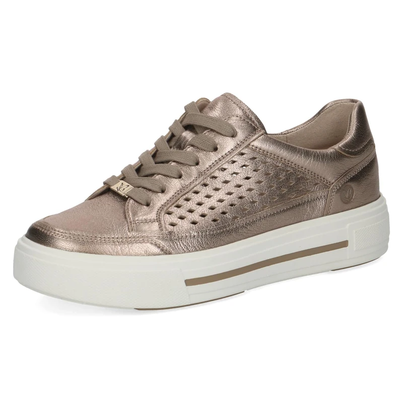 CAPRICE Women's Leather Sneakers, Brown (Taupe Metallic), 5 UK
