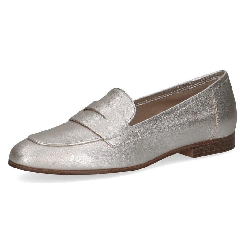 CAPRICE Women’s Leather Slip-ons, Metallic (Platin Metal.), 6 UK