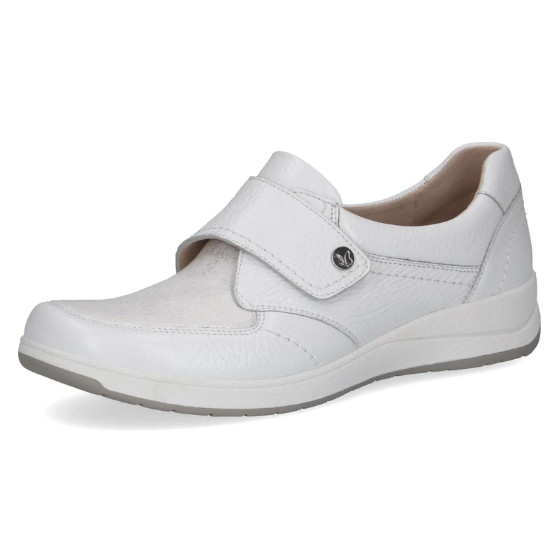CAPRICE Women's Flat Loafer, White (White/Silver), 4 UK