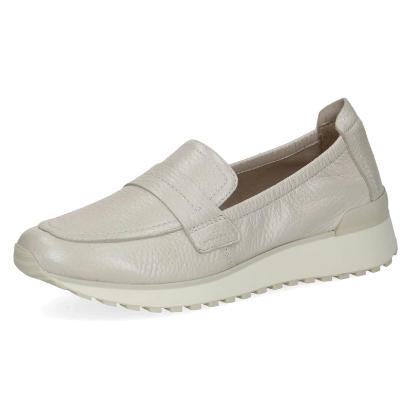 CAPRICE Women’s Leather Slip-ons, White (Pearl PERL DEE), 7.5 UK