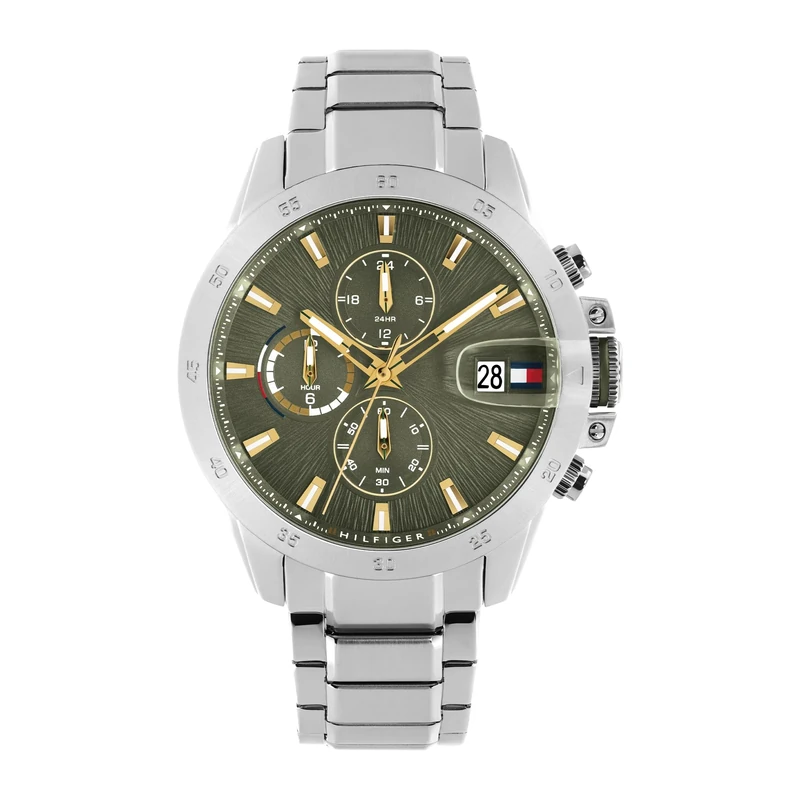 Tommy Hilfiger Dual Time Watch for Men with Silver Stainless Steel Bracelet - 1792197
