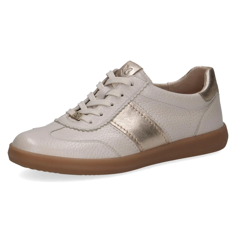 CAPRICE Women's Leather Sneakers, White (Pearl Deer COM), 4 UK