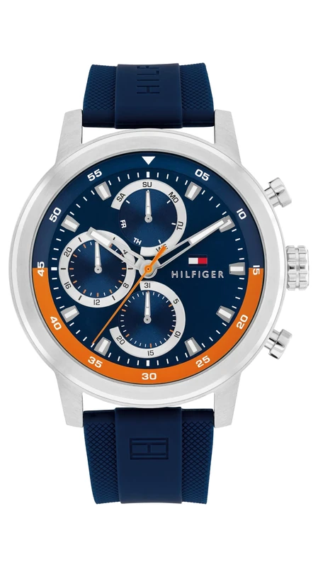 Tommy Hilfiger Analogue Multifunction Quartz Watch for Men with Navy Blue Silicone Bracelet - 1792177