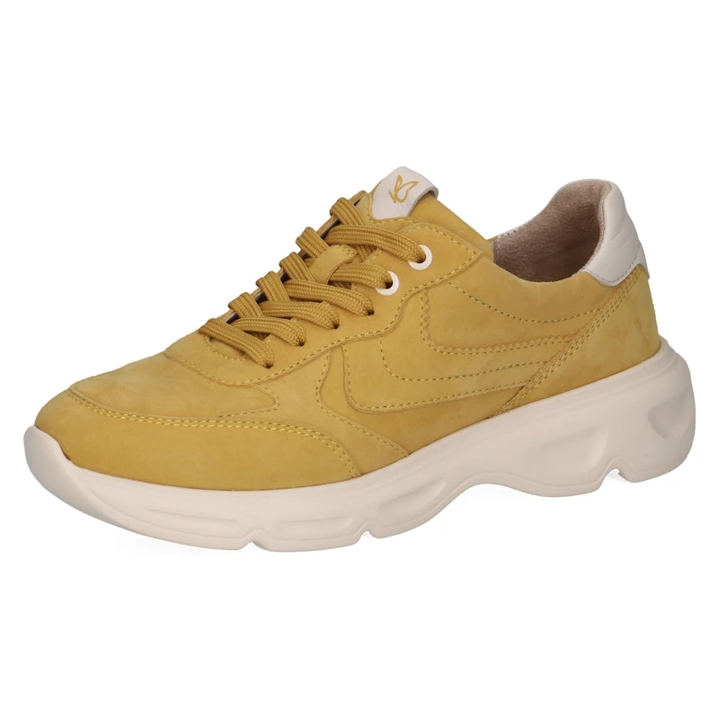 CAPRICE Women's Leather Sneakers, Yellow (Yellow Comb), 4 UK
