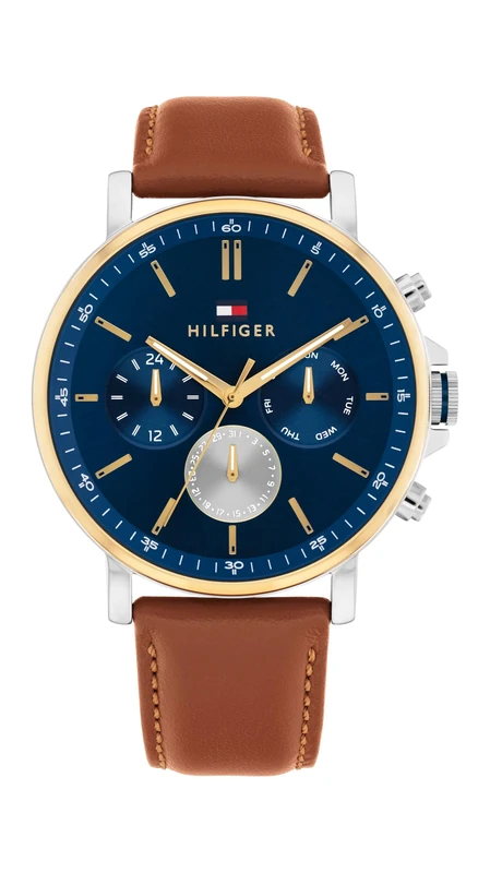 Tommy Hilfiger Analogue Multifunction Quartz Watch for Men with Brown Leather Strap - 1710703