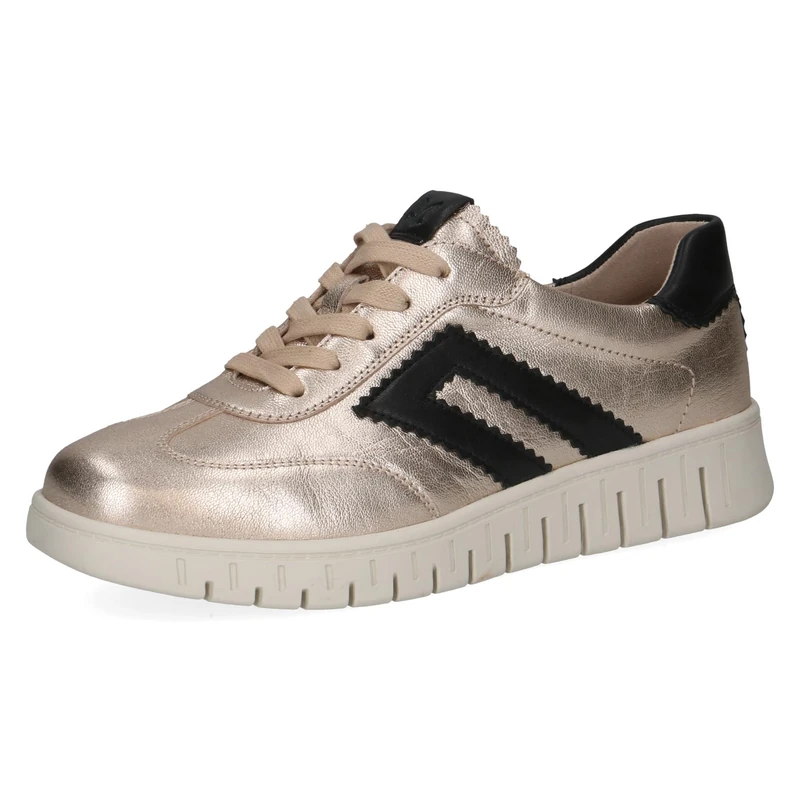 CAPRICE Women's Leather Sneakers, Metallic (LT.Gold Comb), 6 UK