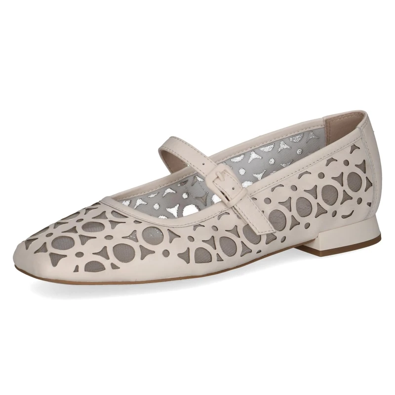 CAPRICE Women's Ballet Flats in Leather, Yellow (Vanilla Comb), 7.5 UK