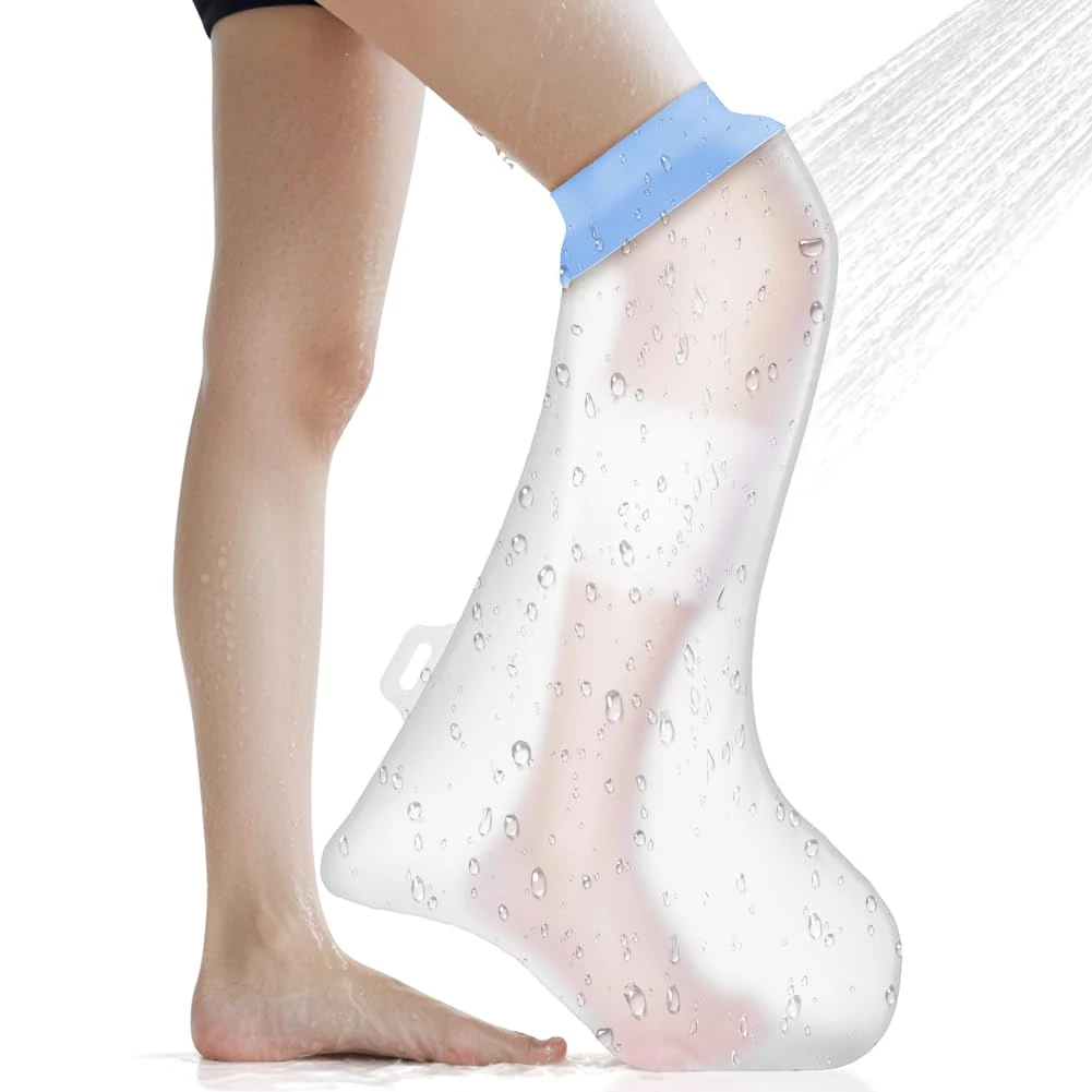 ANOMM Waterproof Calf Cast Cover for Shower, Reusable Adult Calf Cover, Soft & Comfortable Cast Protectors for Foot, Knee, Watertight Seal Cast Bag for Bandages, Dressings, Wound Care Supplies