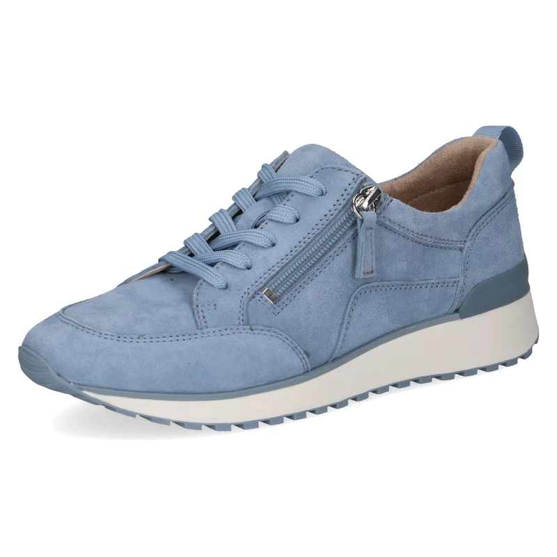 CAPRICE Women's Leather Sneakers, Blue (Blue Suede), 6 UK