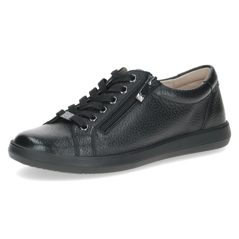 CAPRICE Women's Leather Sneakers, Black (Black Deer), 3.5 UK