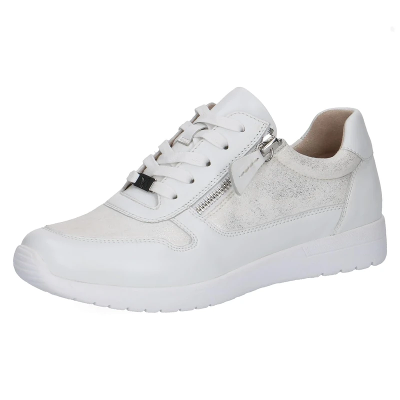 CAPRICE Women's Flat Sneakers, White (White/Silver), 3.5 UK