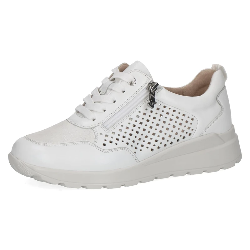 CAPRICE Women's Flat Sneakers, White (White/Silver), 7.5 UK