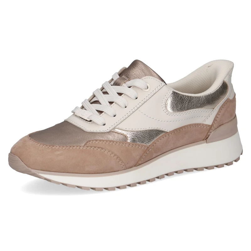 CAPRICE Women's Leather Sneakers, Beige (Sand Comb), 5 UK