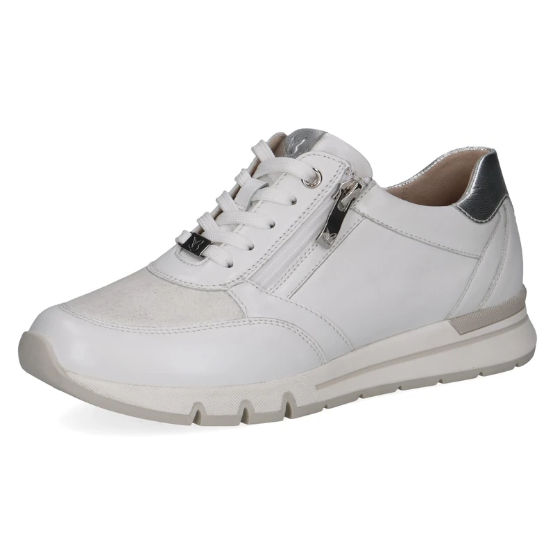 CAPRICE Women's Flat Sneakers, White (White/Silver), 4 UK