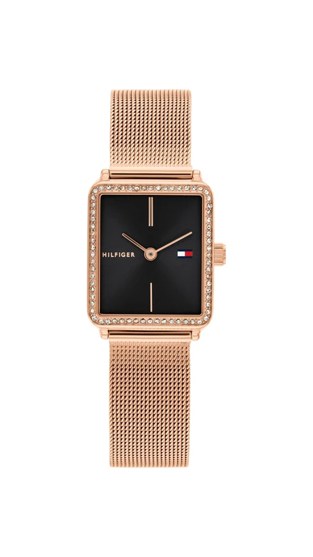 Tommy Hilfiger Two Hand Quartz Movement Watch for Women with Carnation Gold Colored Stainless Steel Mesh Bracelet - 1782800