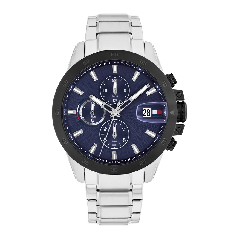 Tommy Hilfiger Dual Time Watch for Men with Silver Stainless Steel Bracelet - 1792198