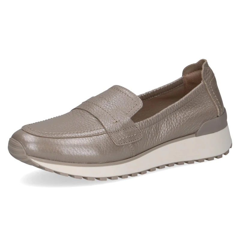 CAPRICE Women’s Leather Slip-ons, Gray (Stone PER.Deer), 7.5 UK