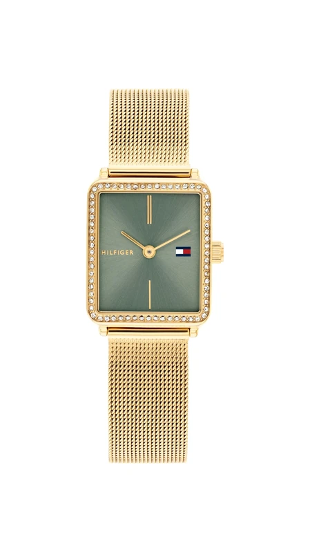 Tommy Hilfiger Two Hand Quartz Movement Watch for Women with Gold Colored Stainless Steel Mesh Bracelet - 1782791